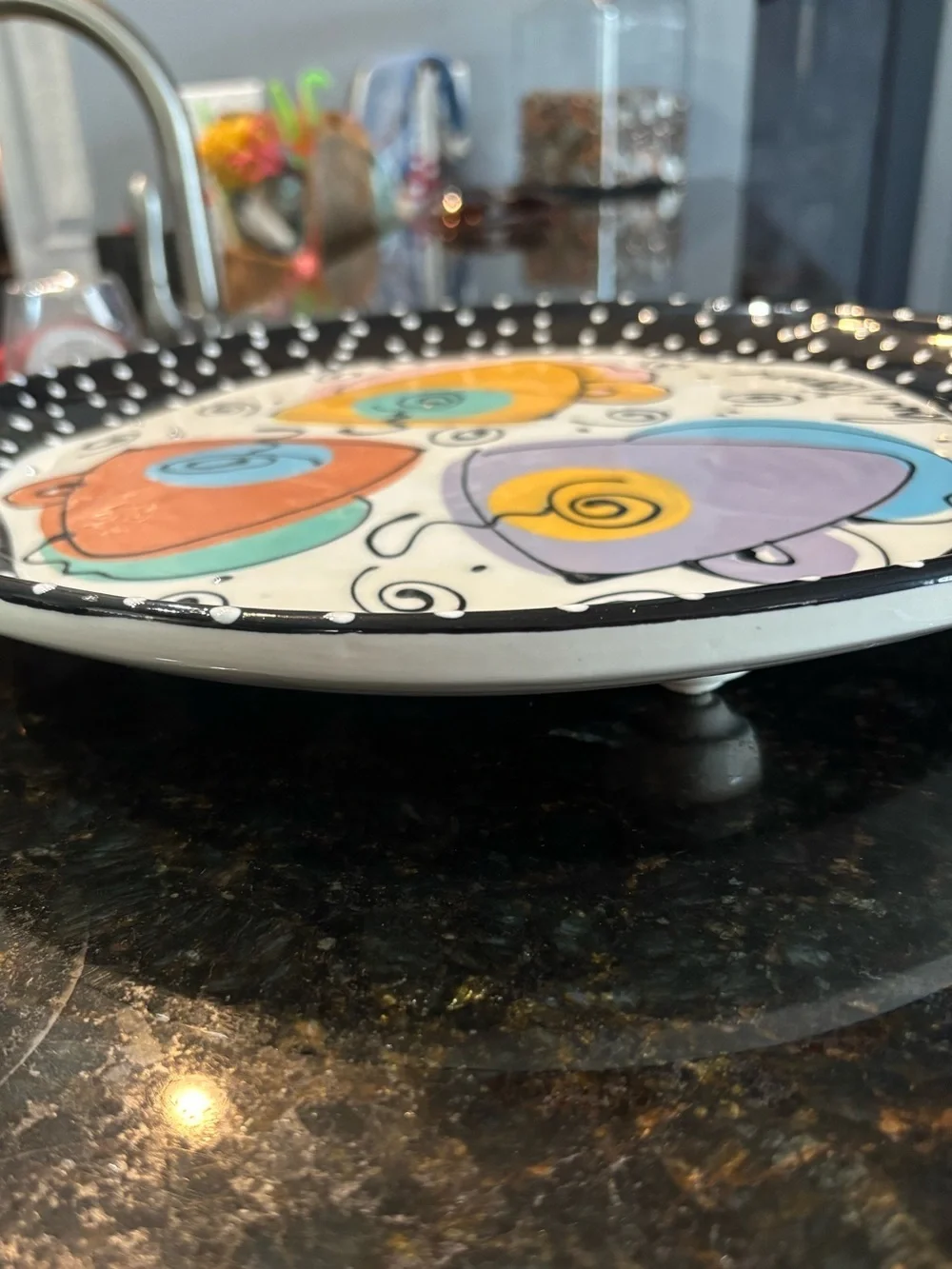 VTG Joanne DeLomba Pop Art, Hand-Painted Multicolor Ceramic Serving Plate.